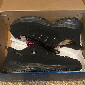 Skechers Women’s Black Lace-Up Slip-In Athletic Sneakers